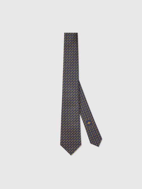 Horsebit silk jacquard tie