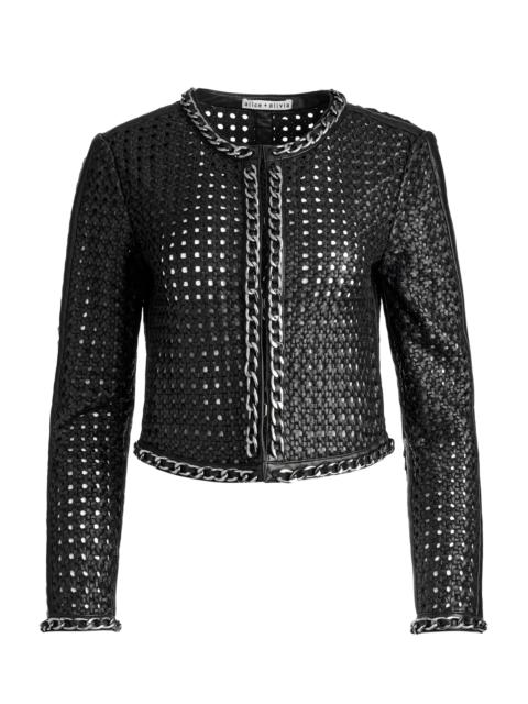 Alice + Olivia BRIXTON LEATHER CROPPED JACKET