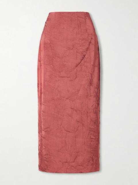 ULLA JOHNSON Inez Crinkled-satin Midi Skirt