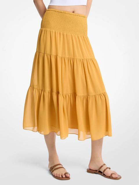 MICHAEL KORS Smocked Georgette Tiered Skirt