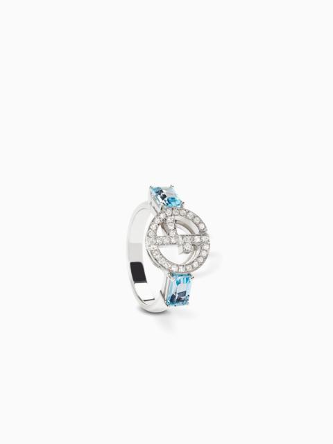 GIORGIO ARMANI 18K WHITE-GOLD, DIAMOND-AND-TOPAZ BORGONUOVO RING