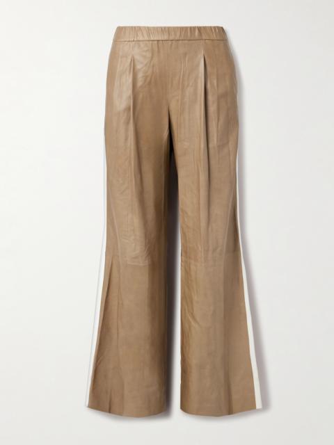 TWP Eva Pleated Crinkled-leather Wide-leg Pants