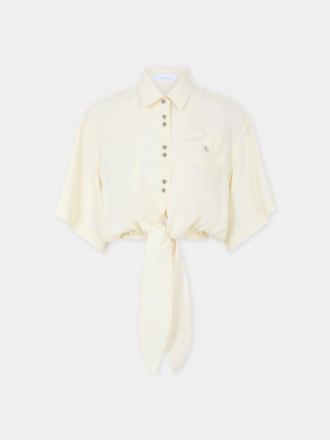 rabanne CROP TOP SHIRT IN CREAM CREPE DE CHINE WITH KNOT DETAILS