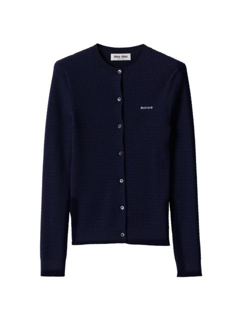 Miu Miu Women's Cable-Knit Cashmere and Silk Cardigan - Blue