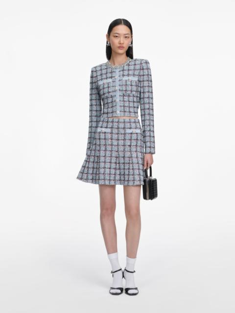 self-portrait Blue Check Knit Cardigan