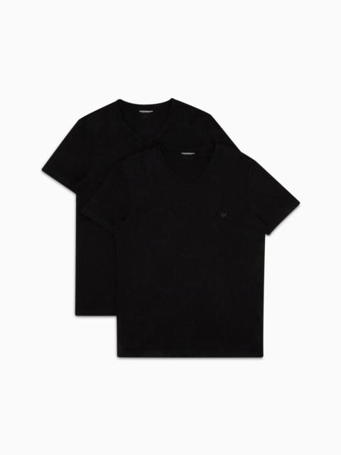 EMPORIO ARMANI Two-pack of regular-fit, pure cotton, V-neck underwear T-shirts