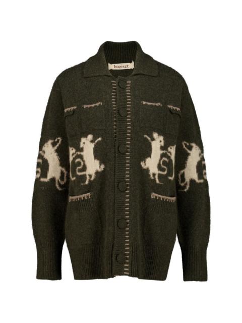baziszt mice-intarsia buttoned cardigan