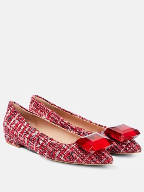 Embellished bouclé ballet flats