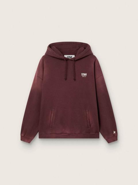 Golden Goose Unisex hooded sweatshirt in burgundy cotton with logo