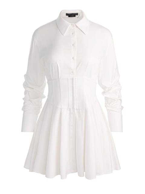 Alice + Olivia EDIE CORSET MINI SHIRT DRESS - OFF WHITE
