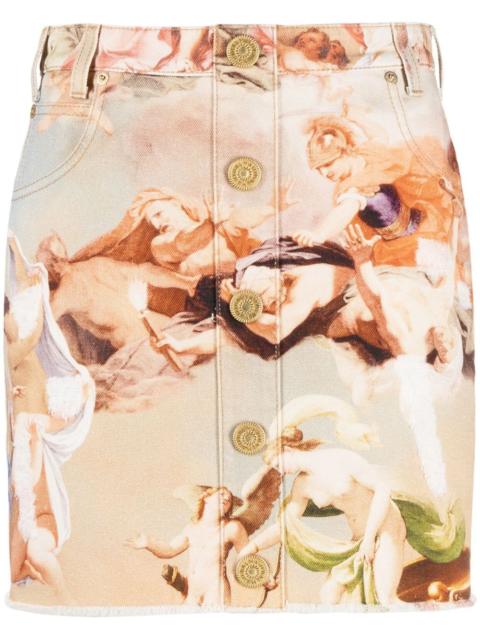 Balmain printed denim miniskirt