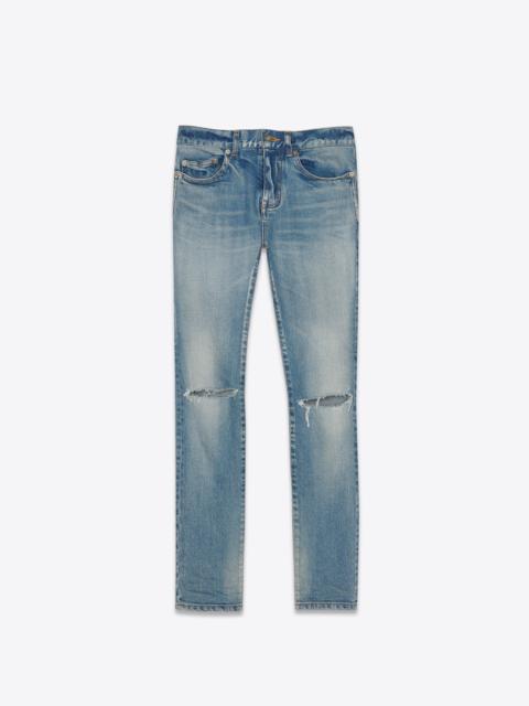 SAINT LAURENT mid-rise skinny jeans in bright blue stretch denim