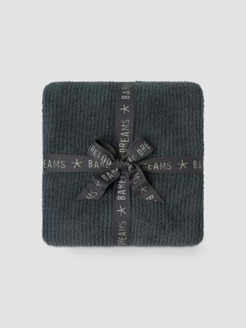 Barefoot Dreams CozyChic Rib-Knit Blanket Stitch Throw Blanket - Slate Blue Cream