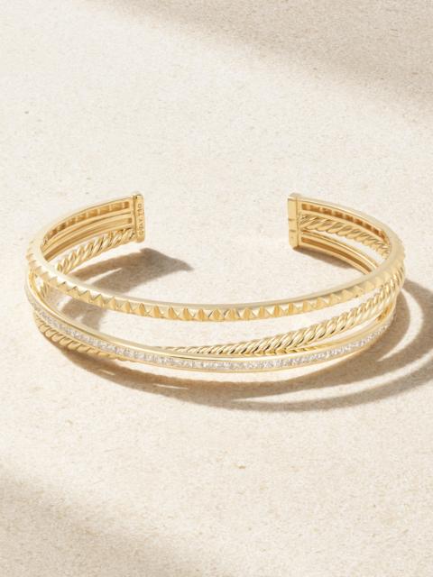 DAVID YURMAN Crossover Trio 18-karat Gold Diamond Cuff