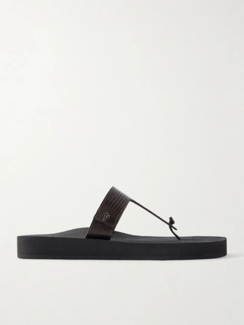 CHRISTEN Edge Lizard-effect Leather Flip Flops