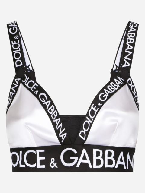 Dolce & Gabbana Satin triangle bra with logo