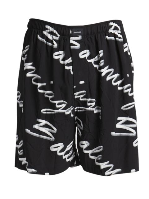 BALENCIAGA Men's Scribble Logo Viscose Shorts