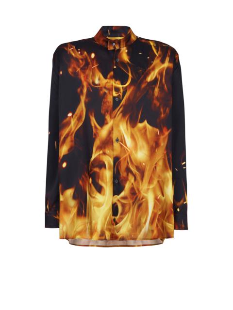 Balmain Fire print twill shirt