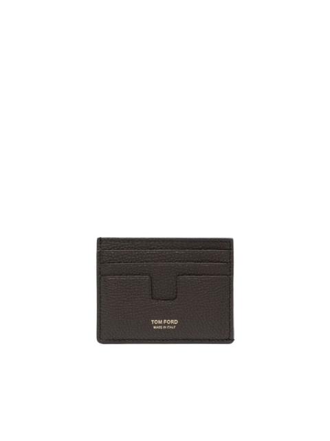 logo-print leather card wallet