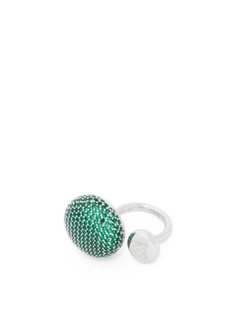 Loewe Anagram Pebble ring in sterling silver and crystals