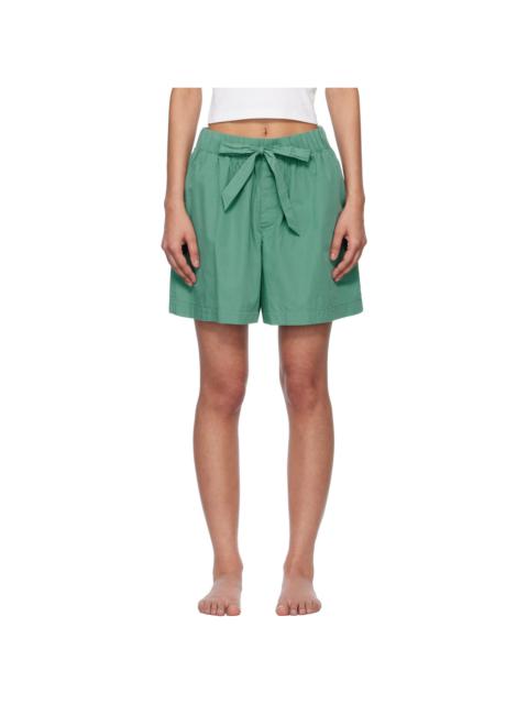 TEKLA Green Poplin Pyjama Shorts
