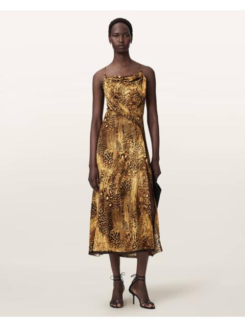 ALLSAINTS CLAIRE LEOPARD PRINT MAXI DRESS