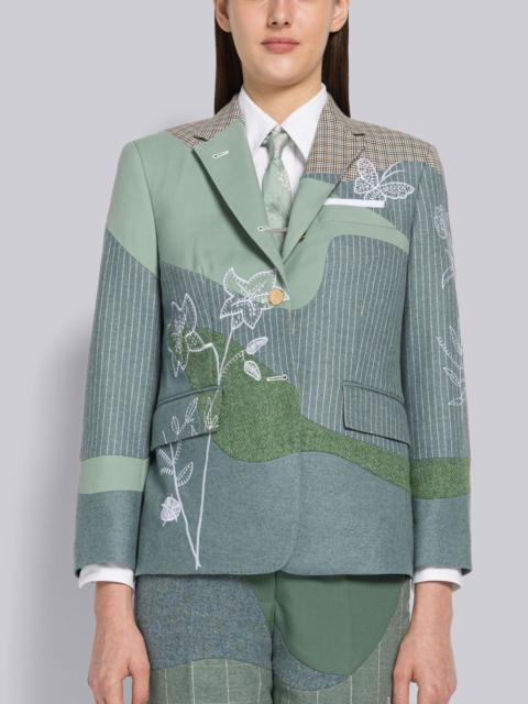 Thom Browne Patchwork Houndstooth Embroidered Classic Sport Coat
