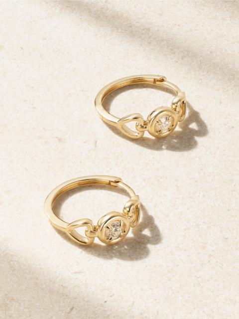 STONE AND STRAND Silvia 14-karat gold diamond hoop earrings Gold