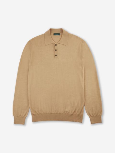 SLOWEAR Slim-fit cashmere and silk polo shirt