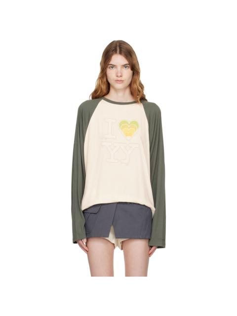 OPEN YY White & Green 'I LOVE YY' Raglan T-shirt