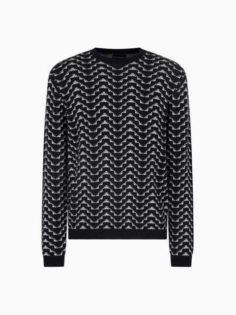 ASV LYOCELL AND VIRGIN WOOL-BLEND JUMPER WITH ALL-OVER JACQUARD EAGLE