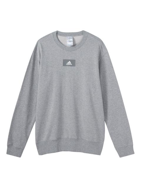 Men's adidas Round Neck Training Sports Knit Casual Gray HE4351