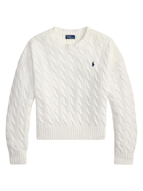 Polo Ralph Lauren Women's Logo Cable-Knit Cotton Sweater - White