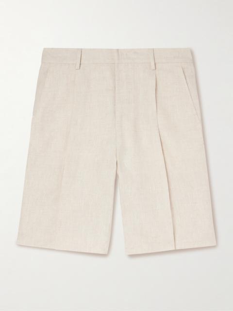 NN07 Kay 1454 Straight-Leg Pleated Linen Shorts