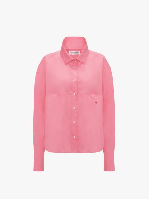 Victoria Beckham Tuck Detail Cropped Men's Shirt In Flamingo Pink