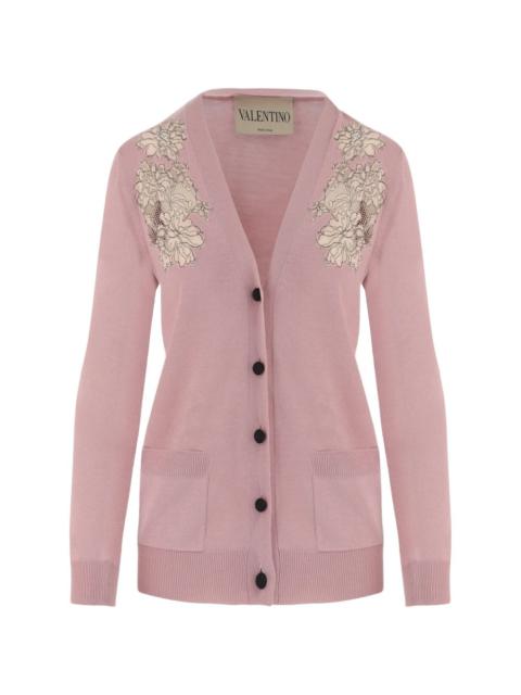 Valentino lace-embroidered wool cardigan