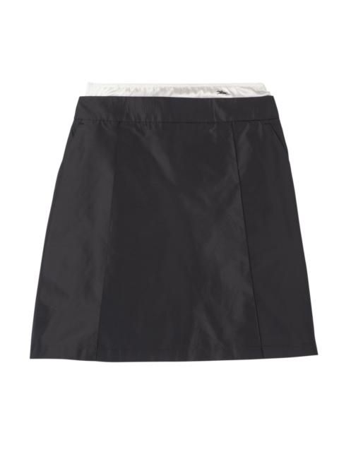 Longchamp Short skirt with belt patch Black - Technical taffeta