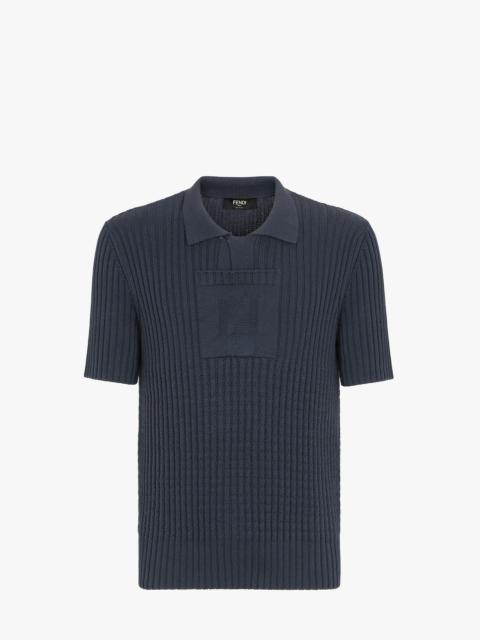 FENDI Blue knit polo shirt