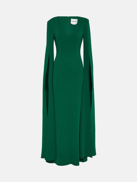 Cape-sleeve cady gown