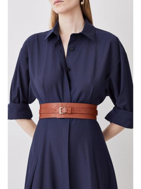KAREN MILLEN Leather Buckle Trim Belt