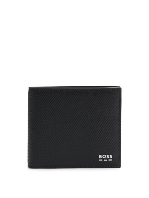 BOSS TEXTURED WALLET WITH METAL LOGO LETTERING