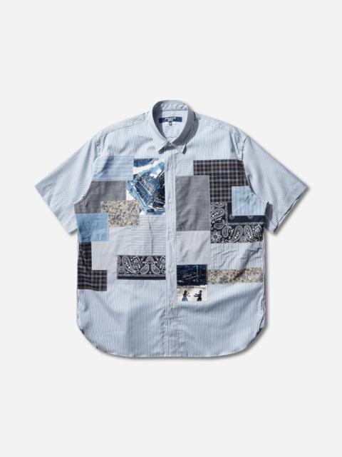 Junya Watanabe MAN Men's Patchwork Shortsleeve Shirt White / Sax Blue