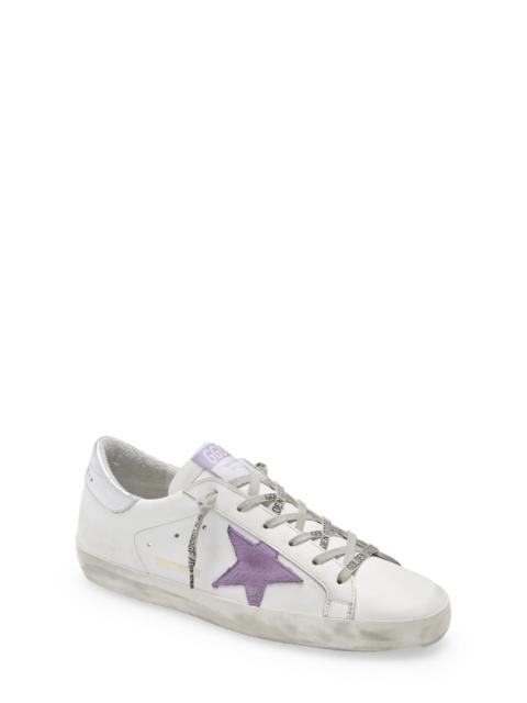 Super-Star Low Top Sneaker in White/Lavender/Silver