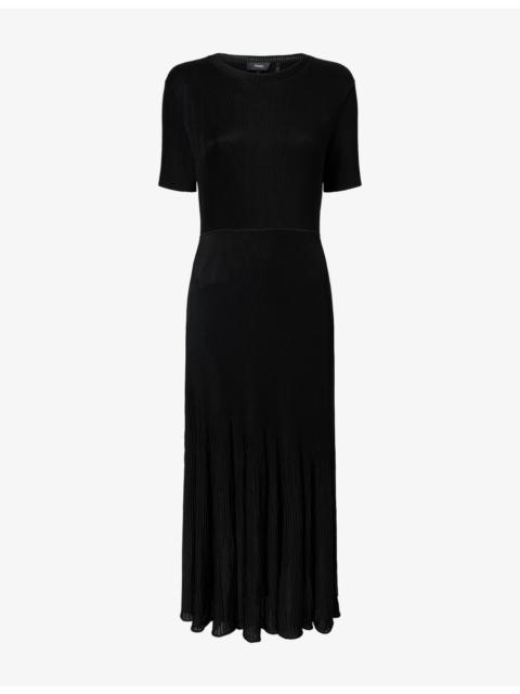 Theory Panelled-Rib Stretch-Woven Midi Dress