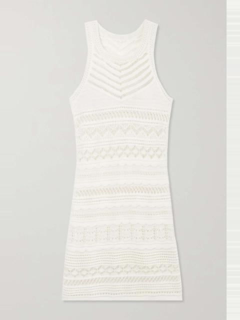 Ava pointelle-knit cotton-blend mini dress