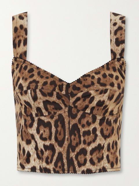 Dolce & Gabbana Cropped leopard-print stretch-canvas bustier top Leopard print