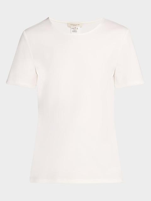 Lafayette 148 New York Ribbed Crewneck Cotton T-Shirt