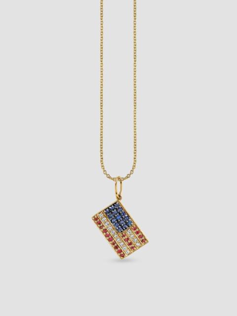 SYDNEY EVAN Women's 14K Ruby, Sapphire, and Diamond American Flag Pendant Necklace - Yellow Gold