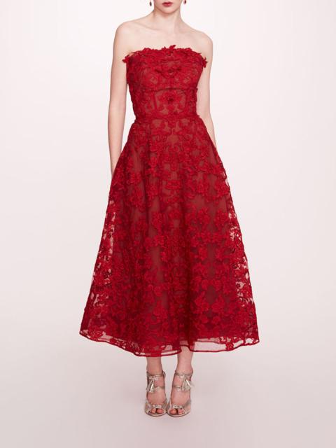 Marchesa STRAPLESS CORDED MIDI DRESS