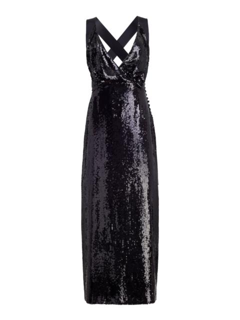 KHAITE Milo Sequinned Midi Dress black